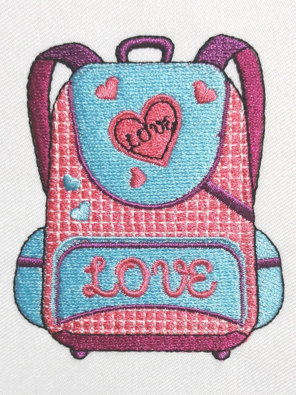 Cute Schoolbag with heart embroidery design