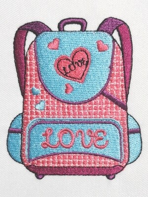 Cute Schoolbag with heart embroidery design