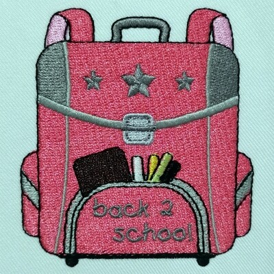 Cute Schoolbag with stars and text embroidery design