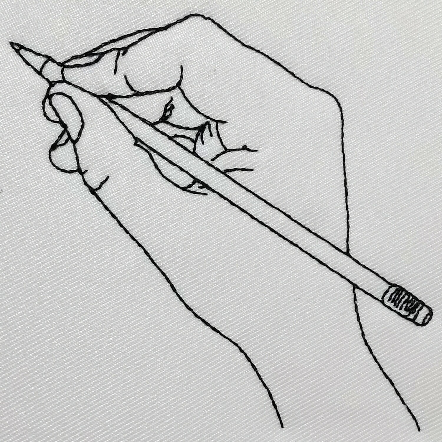 Hand Holding Pencil embroidery design