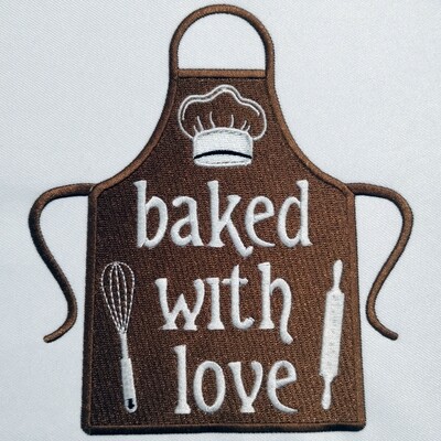 Baked With Love text embroidery design