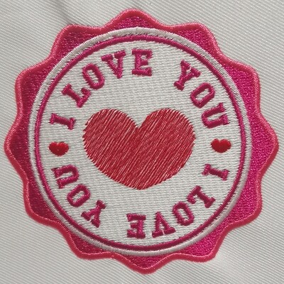 I Love You Badge 2 embroidery design