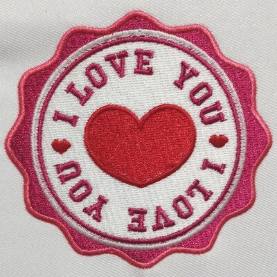 I Love You Badge 1 embroidery design
