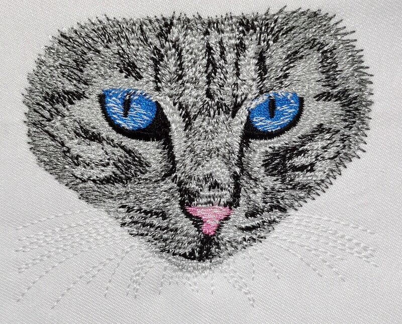 Cat Face with Blue Eyes embroidery design