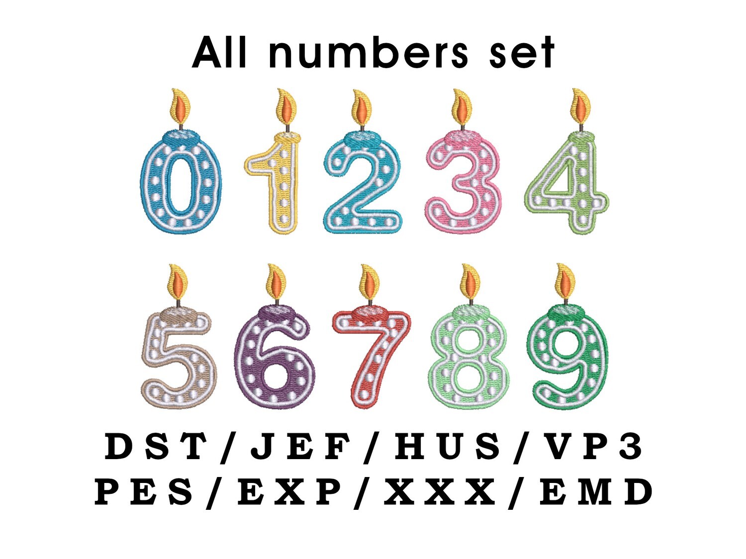 Birthday Candle Number embroidery designs bundle pack