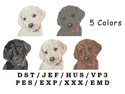 Labrador Retriever embroidery file - Labrador Gifts - Dog Art, Realistic Dog, Multiple colors