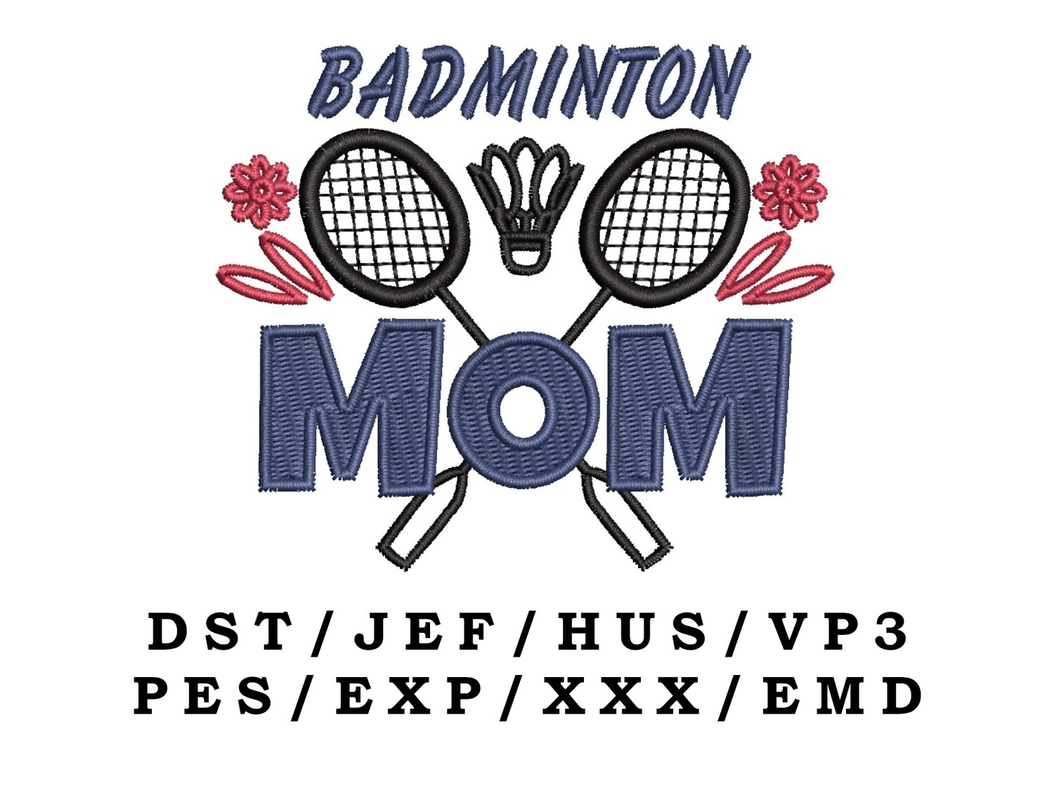Badminton Mom embroidery file - Sports Mom, Sport Mom, Trendy Embroidery