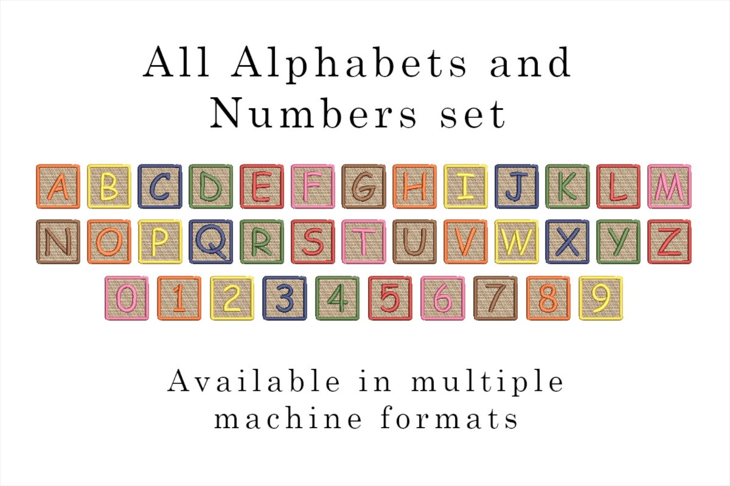 Toy Block Alphanumeric Embroidery Designs Bundle Pack, Classic Look, Kids Favorite, Full Set, Fun Project, DIY Crafts
