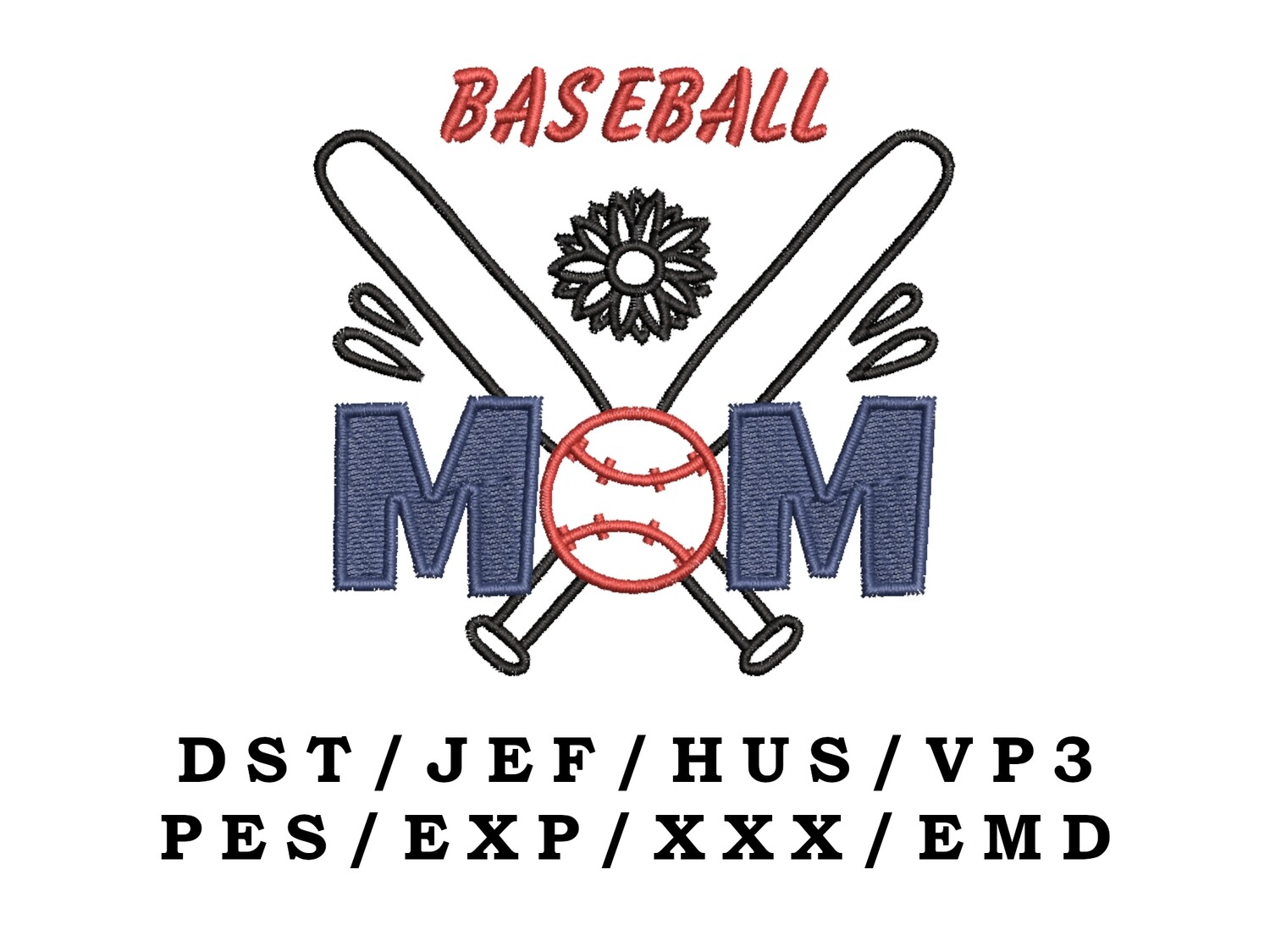 Baseball Mom embroidery file - Sports Mom, Sport Mom, Trendy Embroidery