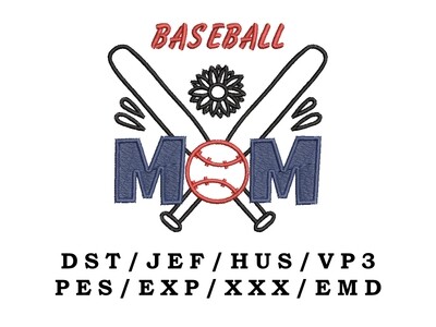 Baseball Mom embroidery file - Sports Mom, Sport Mom, Trendy Embroidery