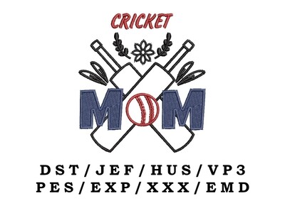 Cricket Mom embroidery file - Sports Mom, Sport Mom, Trendy Embroidery