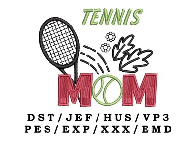 Tennis Mom embroidery file - Sports Mom, Sport Mom, Trendy Embroidery
