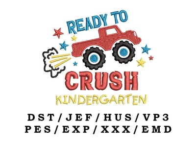 Ready To Crush Kindergarten embroidery file - Back To School, Trendy Embroidery