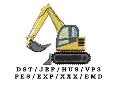 Blade Runner Excavator embroidery file - Construction Vehicle Design Kids Embroidery Trendy Embroidery Designs