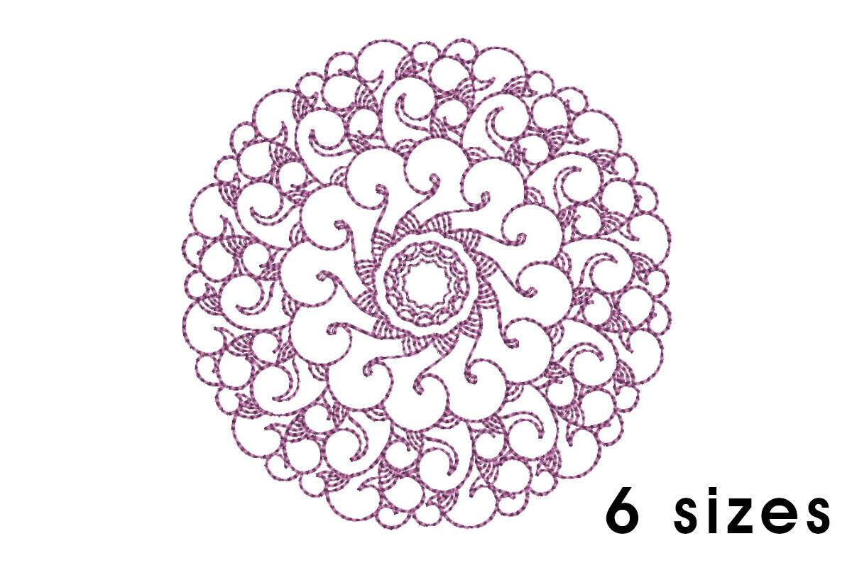 Mandala pattern embroidery design - redwork embroidery, intricate, geometric, centered, vibrant balanced, transformative, repeated pattern
