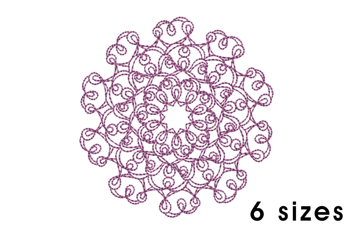 Mandala pattern embroidery design - redwork embroidery, intricate, geometric, centered, vibrant balanced, transformative, repeated pattern