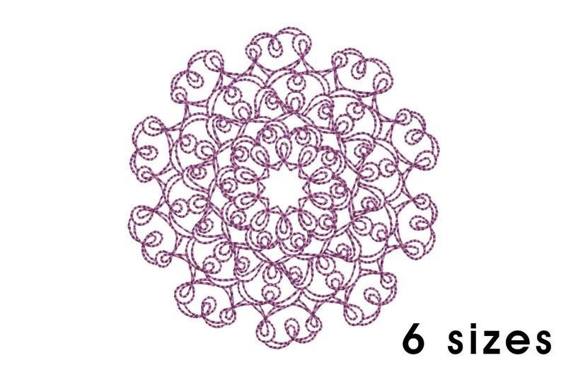 Mandala pattern embroidery design - redwork embroidery, intricate, geometric, centered, vibrant balanced, transformative, repeated pattern