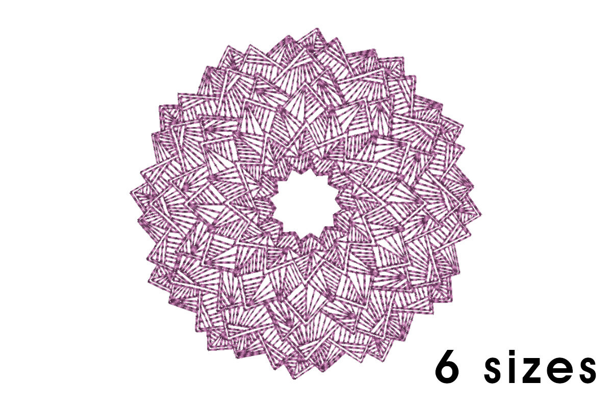 Mandala pattern embroidery design - redwork embroidery, intricate, geometric, centered, vibrant balanced, transformative, repeated pattern