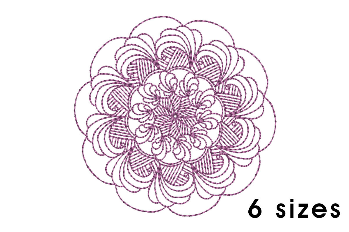 Mandala pattern embroidery design - redwork embroidery, intricate, geometric, centered, vibrant balanced, transformative, repeated pattern