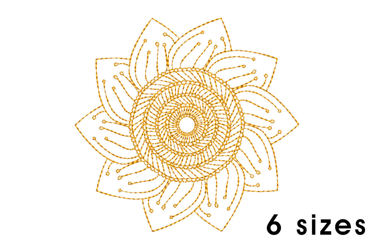 Mandala pattern embroidery design - redwork embroidery, intricate, geometric, centered, vibrant balanced, transformative, repeated pattern