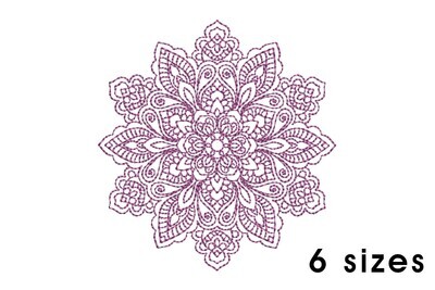 Mandala pattern embroidery design - redwork embroidery, intricate, geometric, centered, vibrant balanced, transformative, repeated pattern