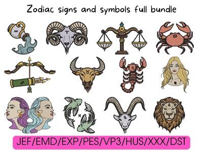 Zodiac signs and symbols bundle set