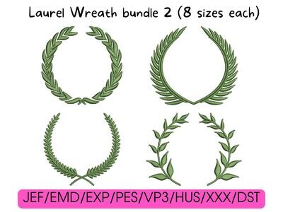 Laurel Wreath embroidery designs Bundle 2