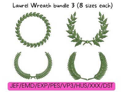 Laurel Wreath embroidery designs Bundle 3