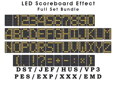 LED Scoreboard Alphanumeric Characters Embroidery Bundle