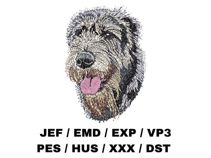 Irish Wolfhound Machine Embroidery Majestic Dog Portrait for DIY Decor