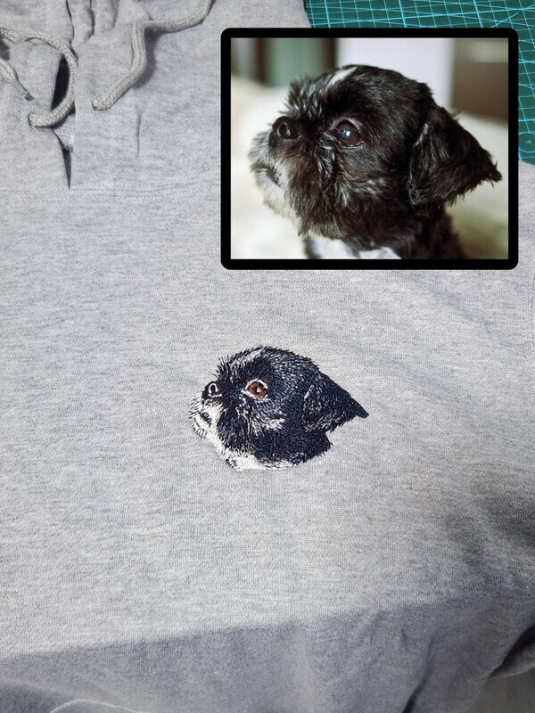 Pullover Hoodie with Personalized Pet Portrait Embroidery