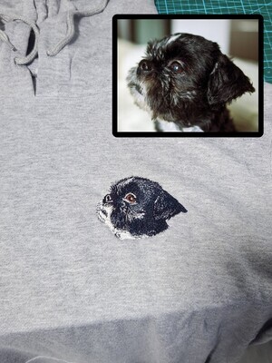 Custom Hoodie with Embroidered Pet Portrait