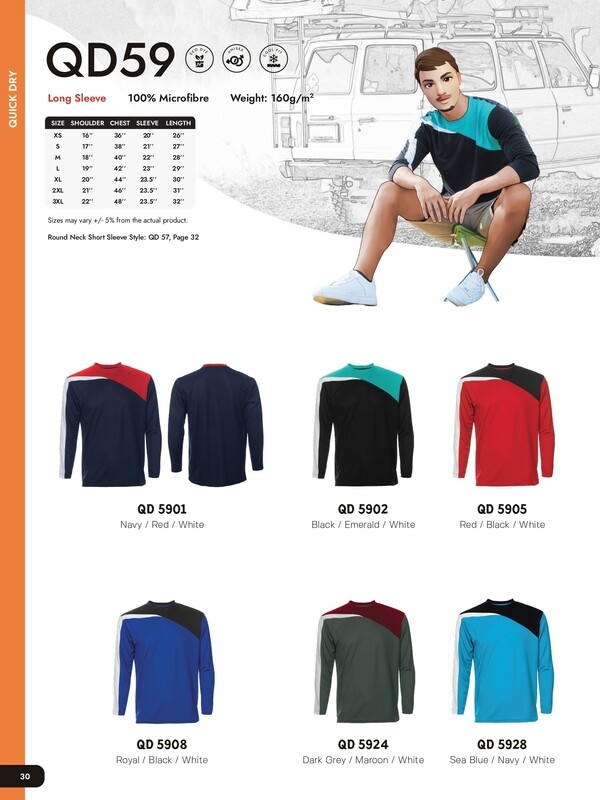 QD59 Quickdry Round Neck Long Sleeve