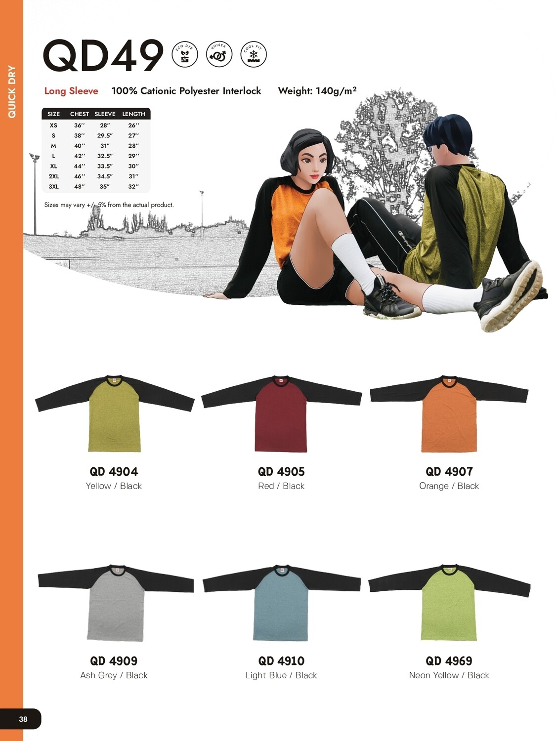 QD49 Quickdry Raglan Long Sleeve