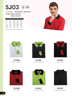SJ03 Polycotton Long Sleeve Polo Shirt