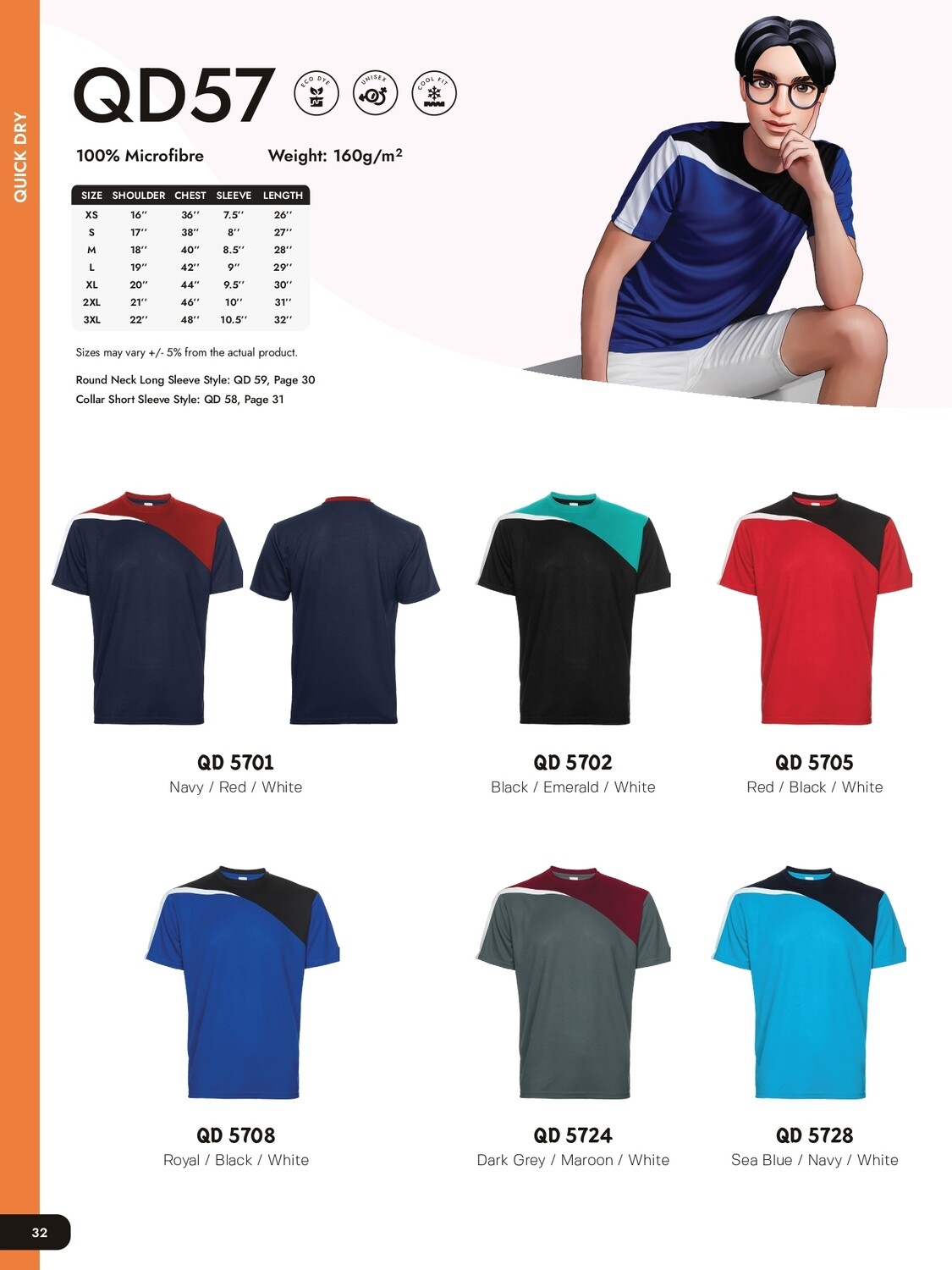 QD57 Quickdry Round Neck
