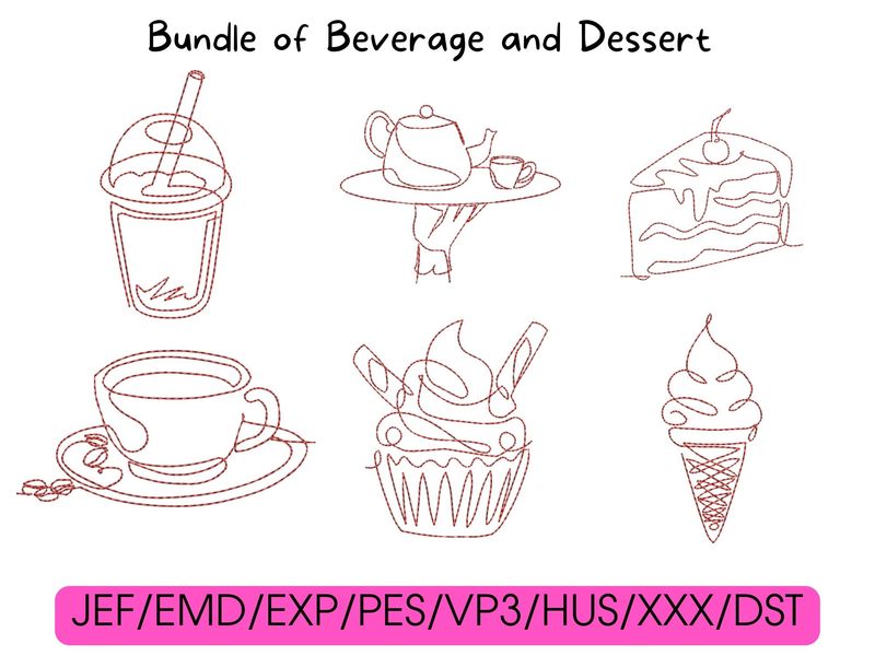 Bundle of Beverage and Dessert Redwork