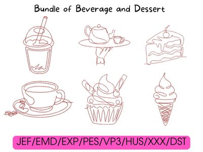 Bundle of Beverage and Dessert Redwork