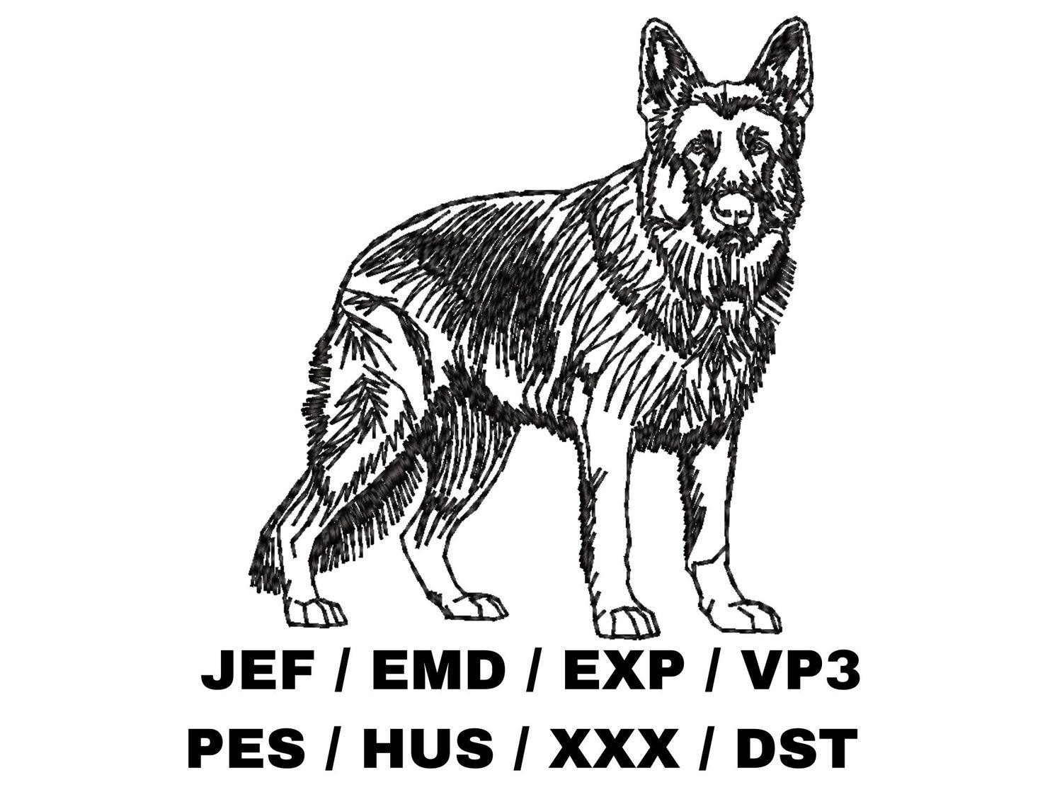 German Shepherd Outline Sketch - Full Body