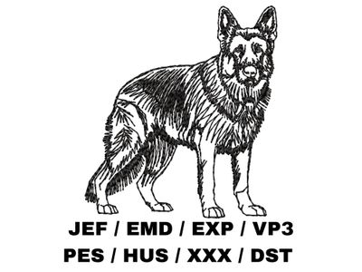 German Shepherd Outline Sketch - Full Body