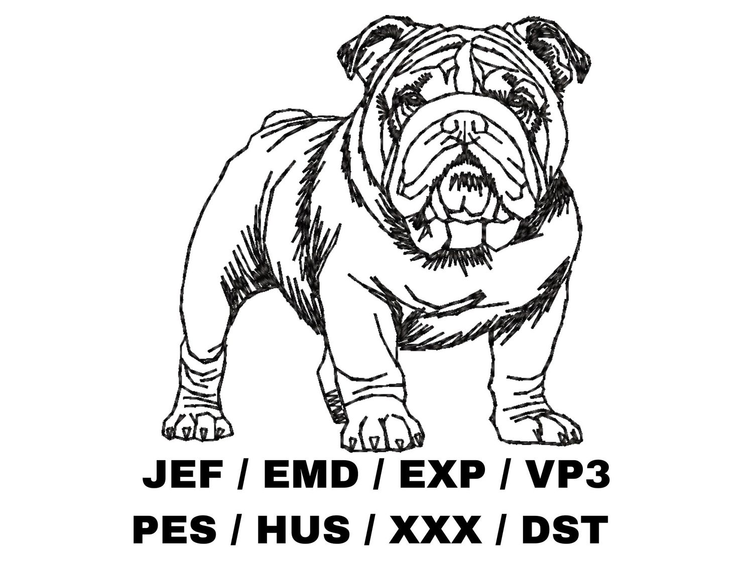 Bulldog Outline Sketch - Full Body