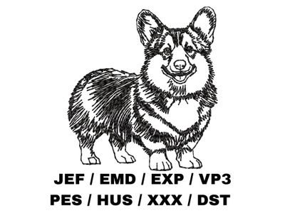 Pembroke Welsh Corgi Outline Sketch - Full Body
