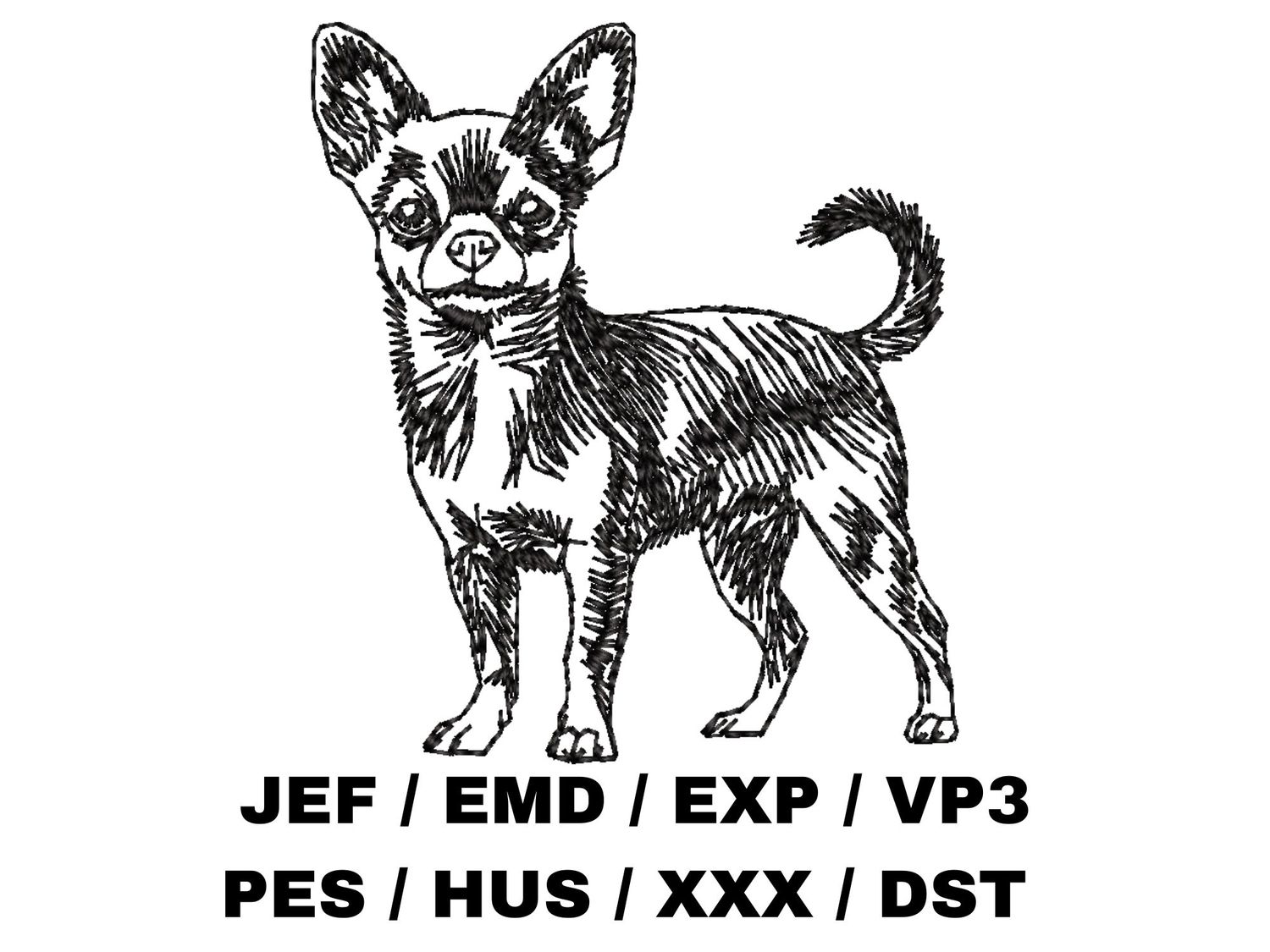Chihuahua Outline Sketch - Full Body