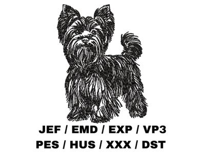 Yorkshire Terrier Outline Sketch - Full Body