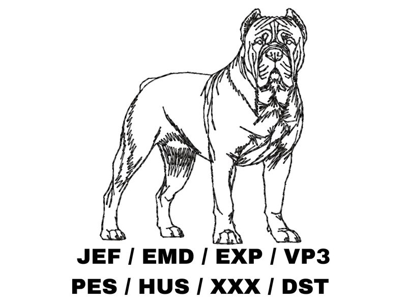 Full-Body Cane Corso Sketch Embroidery Pattern
