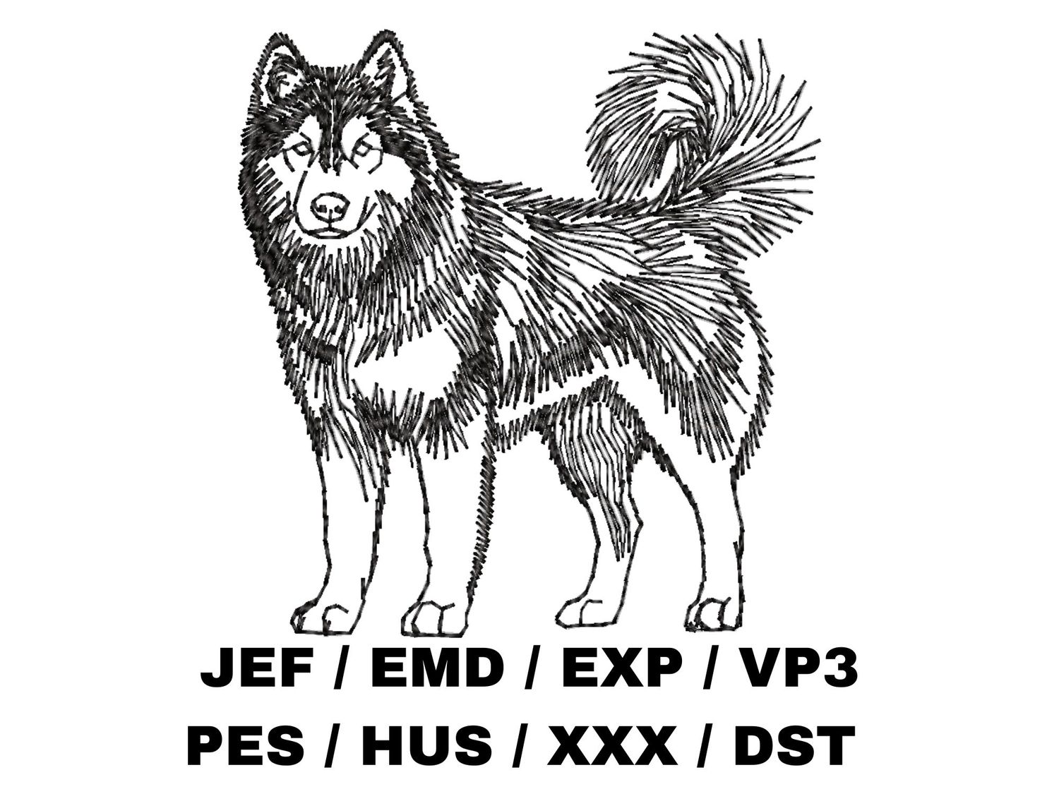 Siberian Husky Outline Sketch - Full Body