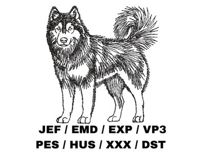 Siberian Husky Outline Sketch - Full Body