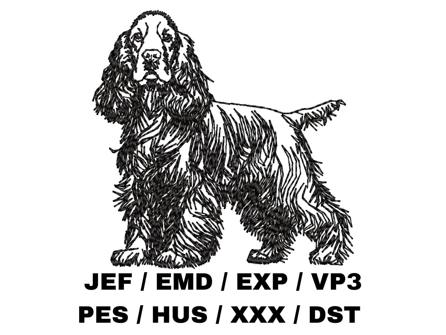 American Cocker Spaniel Outline Sketch - Full Body