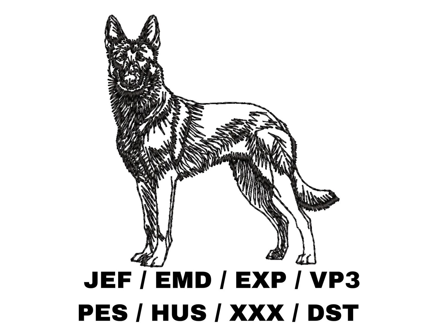 Belgian Malinois Outline Sketch - Full Body