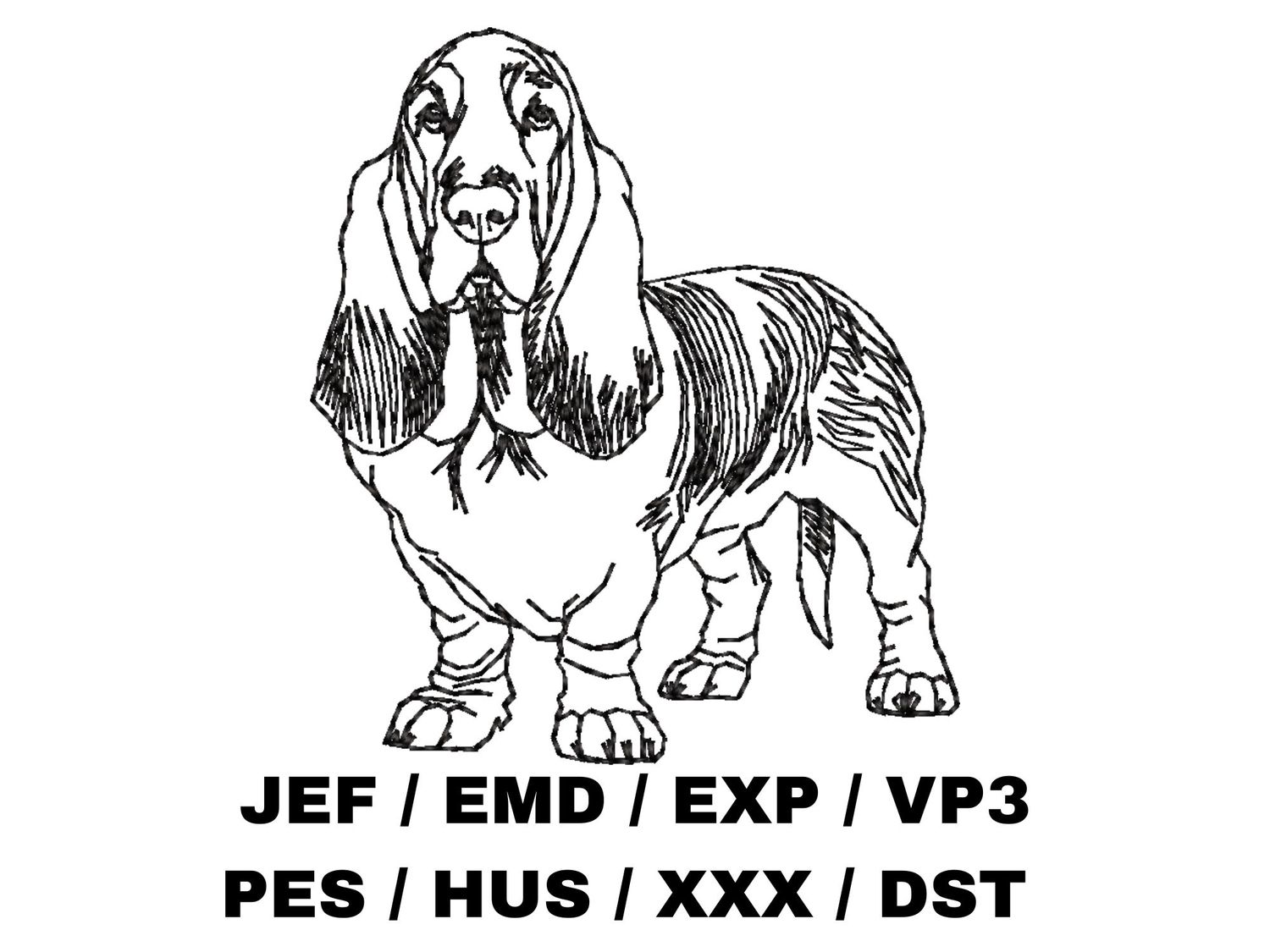 Basset Hound Outline Sketch - Full Body